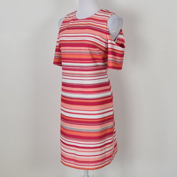 Calvin Klein Cold Shoulder Stripe Sheath Dress - 8 - Picture 4 of 9